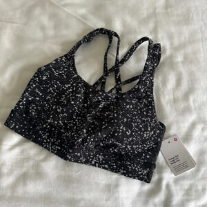 🆕🖤 Lululemon Energy Reflective Long Line Bra Crinkle Dust Alpine White Multi